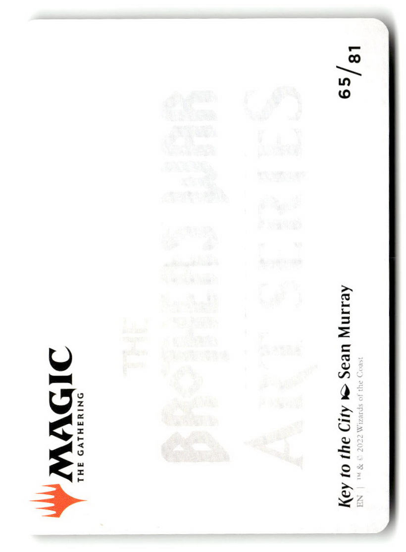 Key to the City Art Card (Back)